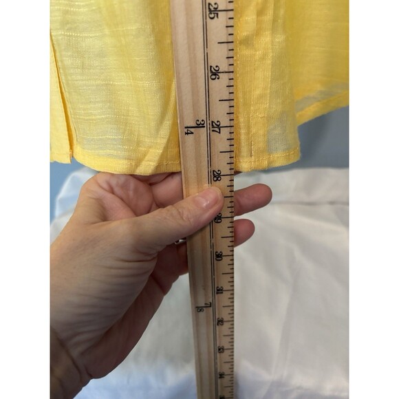 Chico's Women's Semi Sheer Button Front Top Shirt Roll Tab Sleeve Yellow Sz 3/L - Picture 7 of 9